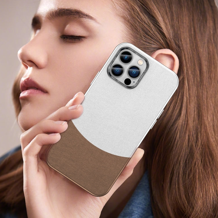 For iPhone 13 Pro Max Leather Texture MagSafe Magnetic TPU + PC Phone Case