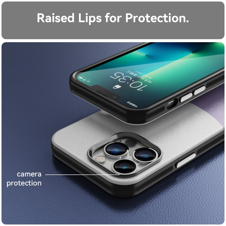 For iPhone 13 Pro Leather Texture MagSafe Magnetic TPU + PC Phone Case