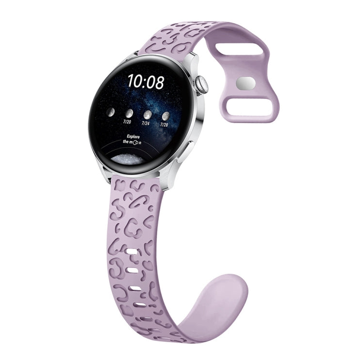 20mm Concave Leopard Print Butterfly 8-shaped Buckle Silicone Watch Band