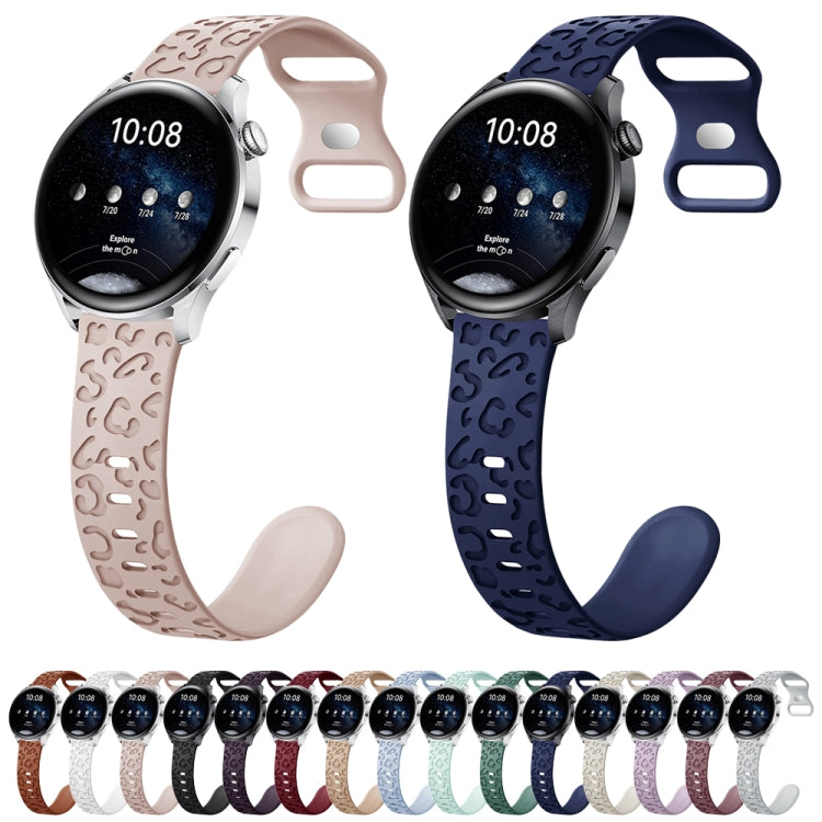 20mm Concave Leopard Print Butterfly 8-shaped Buckle Silicone Watch Band