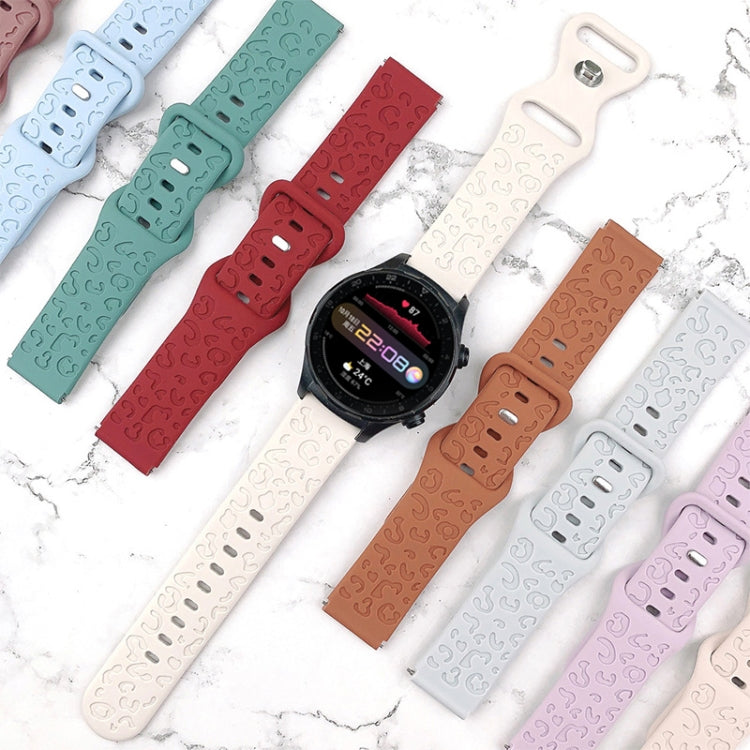 20mm Concave Leopard Print Butterfly 8-shaped Buckle Silicone Watch Band