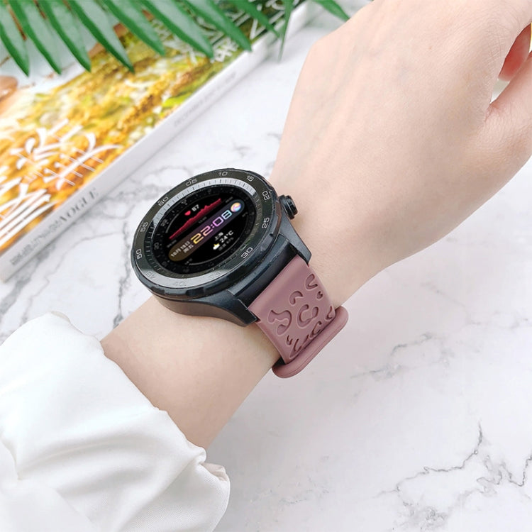 20mm Concave Leopard Print Butterfly 8-shaped Buckle Silicone Watch Band