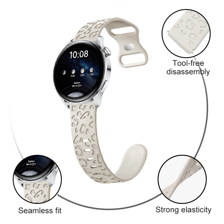 20mm Concave Leopard Print Butterfly 8-shaped Buckle Silicone Watch Band