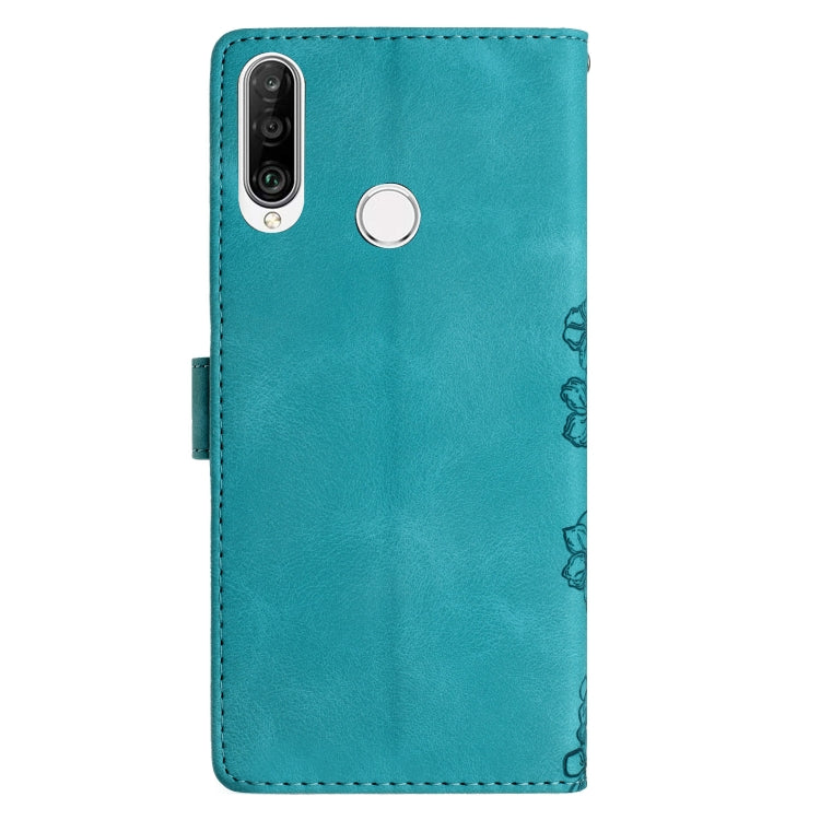 For Huawei P30 lite Cherry Blossom Butterfly Skin Feel Embossed PU Phone Case