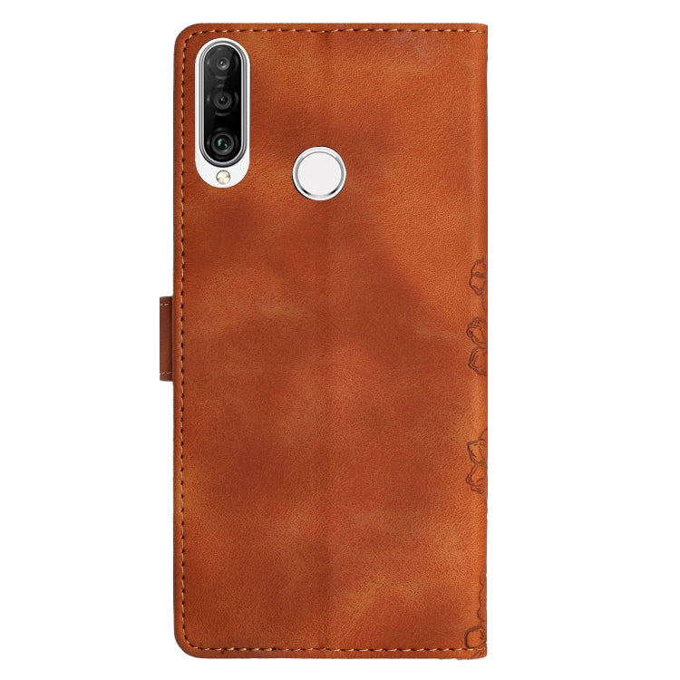 For Huawei P30 lite Cherry Blossom Butterfly Skin Feel Embossed PU Phone Case