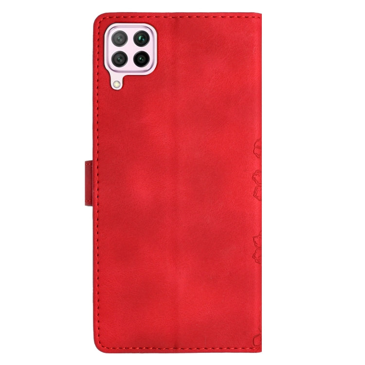 For Huawei P40 lite Cherry Blossom Butterfly Skin Feel Embossed PU Phone Case