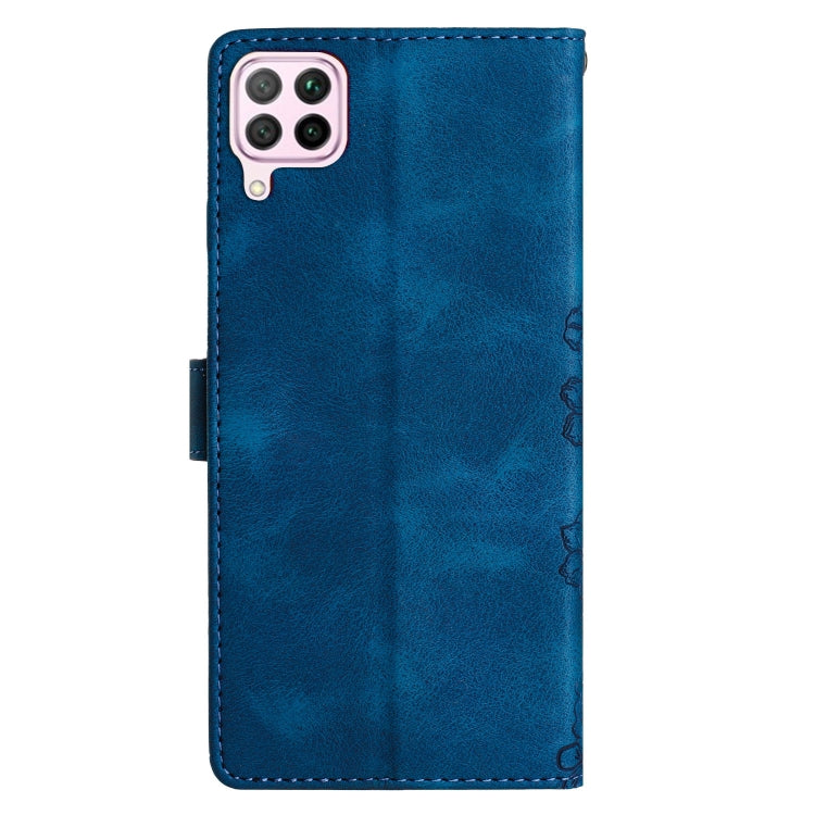 For Huawei P40 lite Cherry Blossom Butterfly Skin Feel Embossed PU Phone Case