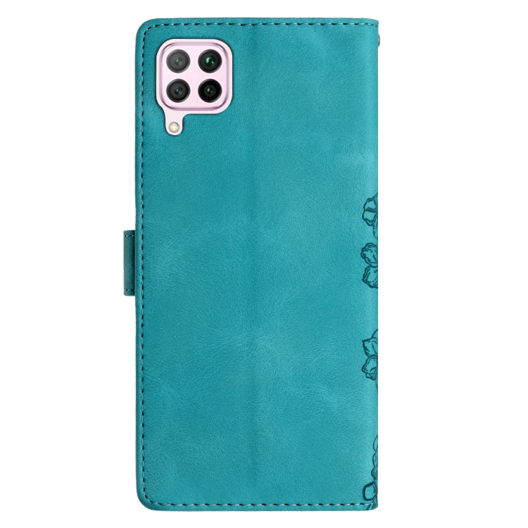 For Huawei P40 lite Cherry Blossom Butterfly Skin Feel Embossed PU Phone Case