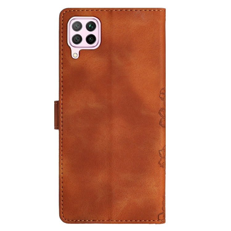 For Huawei P40 lite Cherry Blossom Butterfly Skin Feel Embossed PU Phone Case