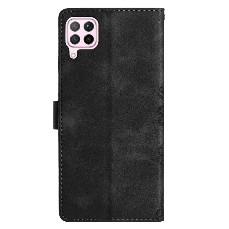 For Huawei P40 lite Cherry Blossom Butterfly Skin Feel Embossed PU Phone Case