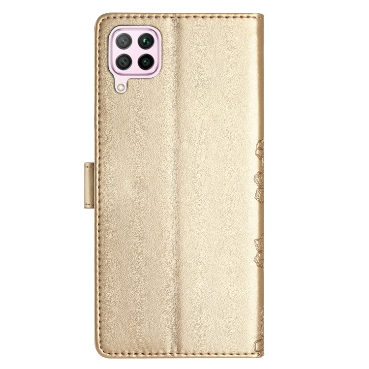 For Huawei P40 lite Cherry Blossom Butterfly Skin Feel Embossed PU Phone Case