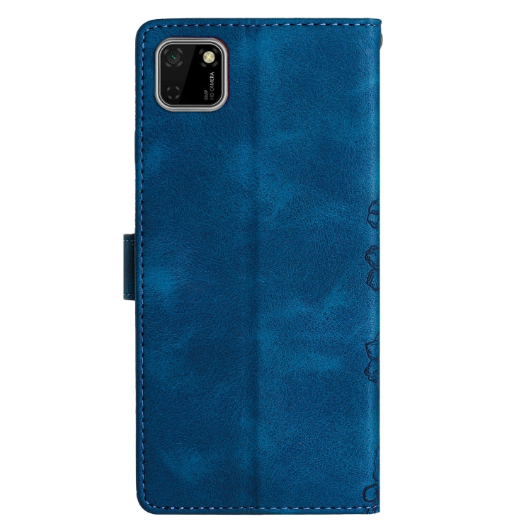For Huawei Y5p / Honor 9S Cherry Blossom Butterfly Skin Feel Embossed PU Phone Case