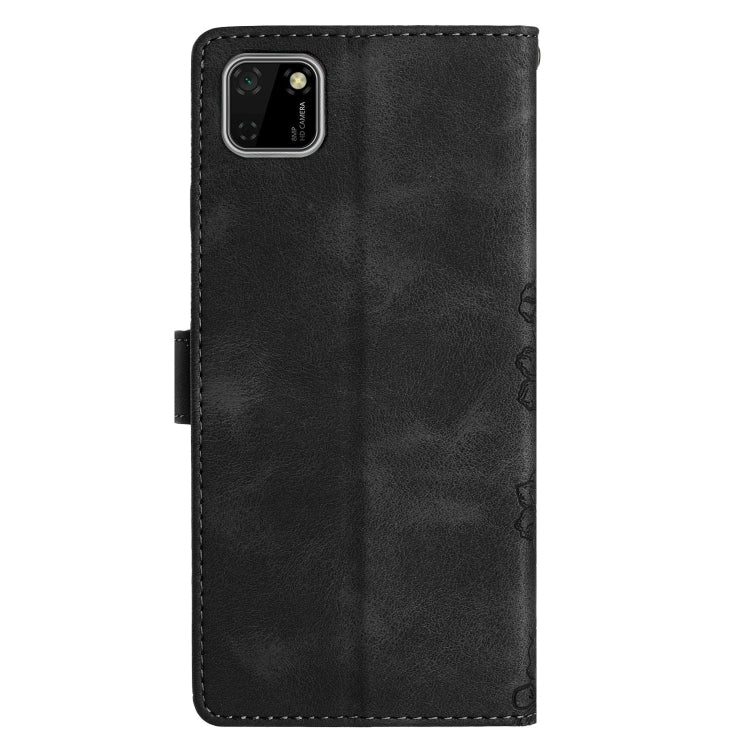 For Huawei Y5p / Honor 9S Cherry Blossom Butterfly Skin Feel Embossed PU Phone Case
