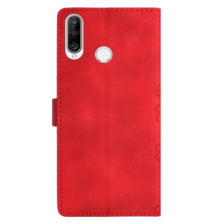 For Huawei Y6p Cherry Blossom Butterfly Skin Feel Embossed PU Phone Case