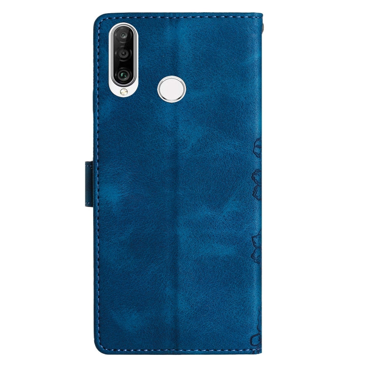 For Huawei Y6p Cherry Blossom Butterfly Skin Feel Embossed PU Phone Case