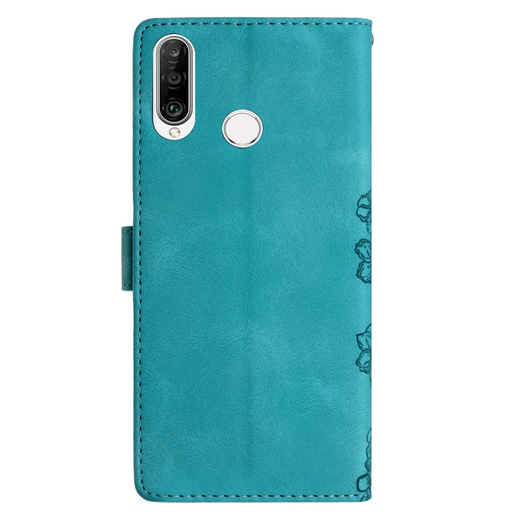 For Huawei Y6p Cherry Blossom Butterfly Skin Feel Embossed PU Phone Case