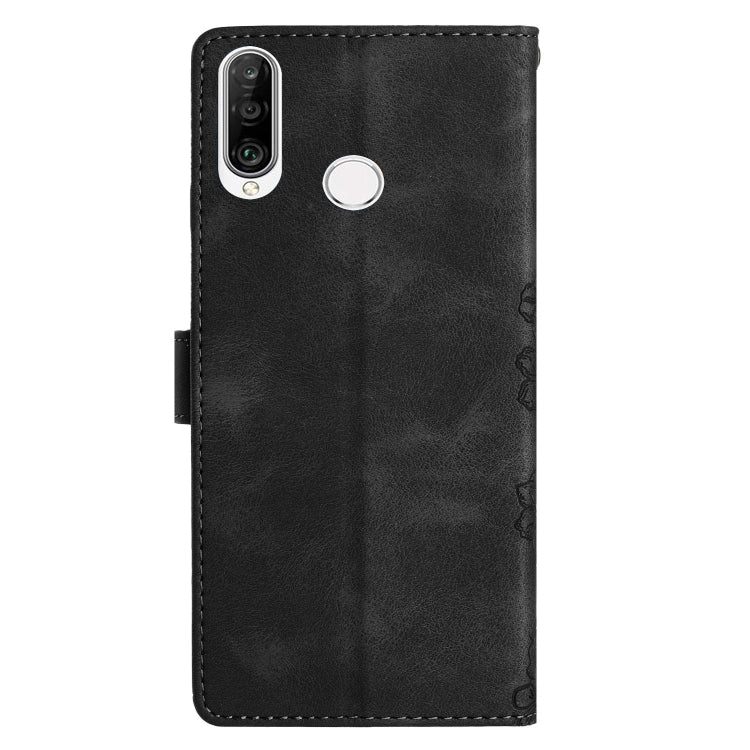 For Huawei Y6p Cherry Blossom Butterfly Skin Feel Embossed PU Phone Case