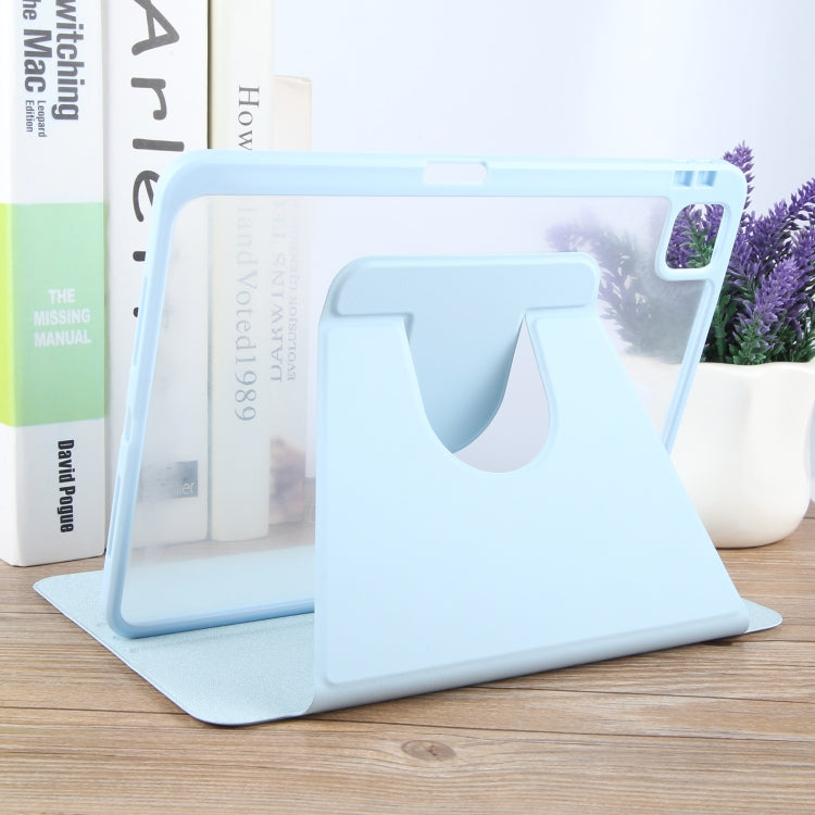 For iPad Pro 12.9 2022 / 2021 / 2020 GEBEI Acrylic TPU 3-folding Rotating Smart Tablet Leather Case withh Pen Slot