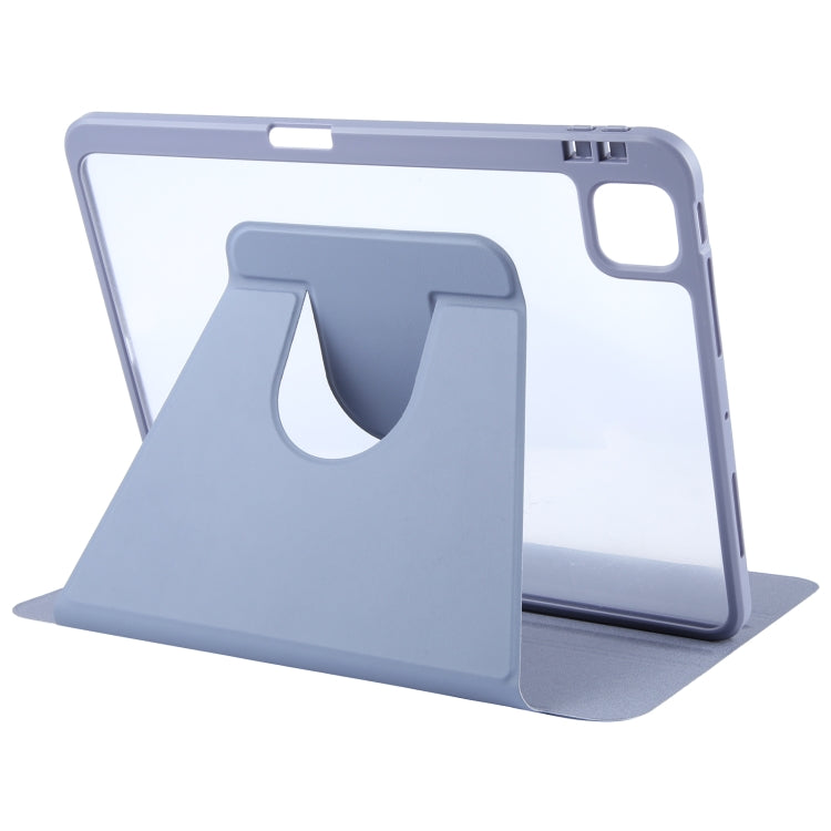 For iPad Pro 12.9 2022 / 2021 / 2020 GEBEI Acrylic TPU 3-folding Rotating Smart Tablet Leather Case withh Pen Slot