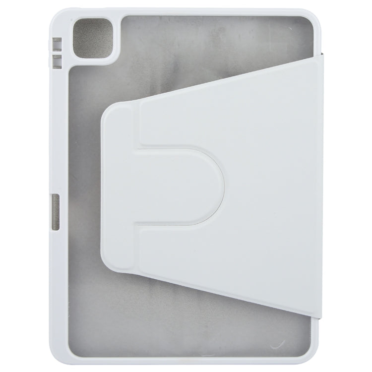 For iPad Pro 12.9 2022 / 2021 / 2020 GEBEI Acrylic TPU 3-folding Rotating Smart Tablet Leather Case withh Pen Slot