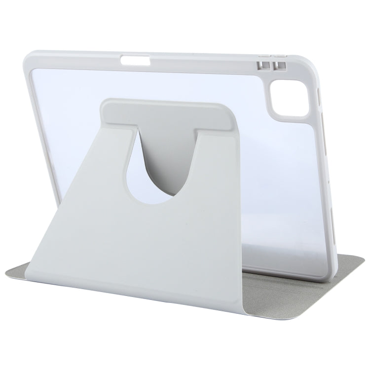 For iPad Pro 12.9 2022 / 2021 / 2020 GEBEI Acrylic TPU 3-folding Rotating Smart Tablet Leather Case withh Pen Slot