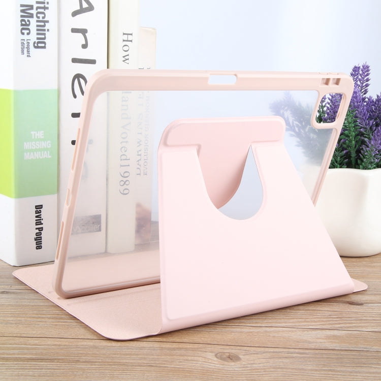 For iPad Pro 12.9 2022 / 2021 / 2020 GEBEI Acrylic TPU 3-folding Rotating Smart Tablet Leather Case withh Pen Slot