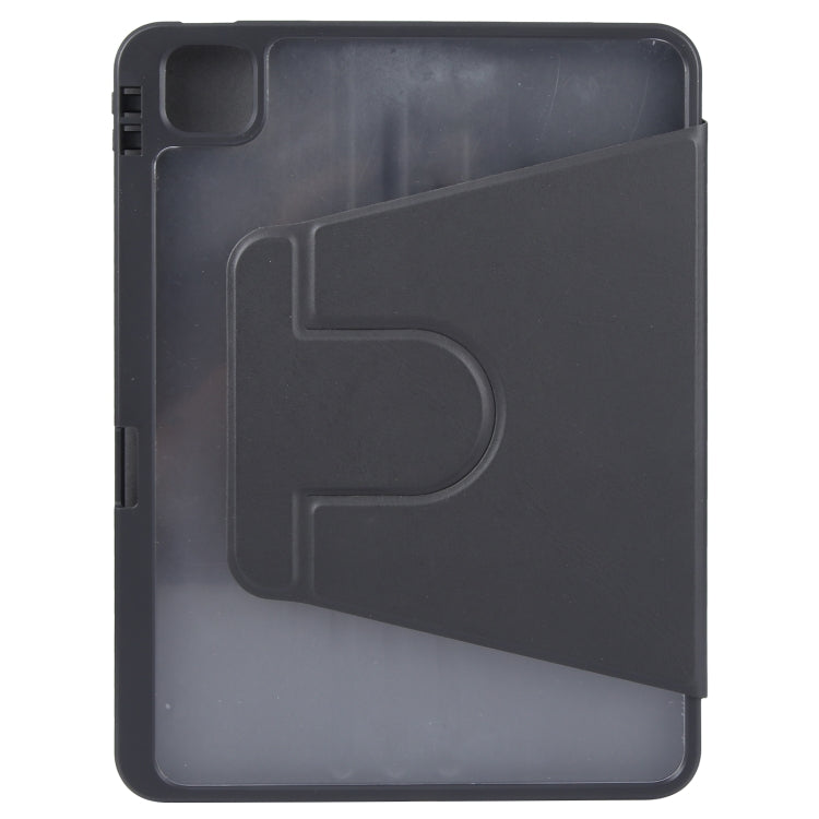 For iPad Pro 12.9 2022 / 2021 / 2020 GEBEI Acrylic TPU 3-folding Rotating Smart Tablet Leather Case withh Pen Slot