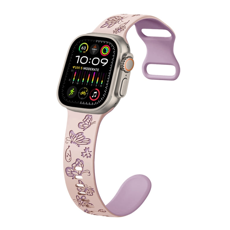 For Apple Watch Ultra 2 49mm Colorful Butterfly Pattern 8-shaped Buckle Silicone Watch Band