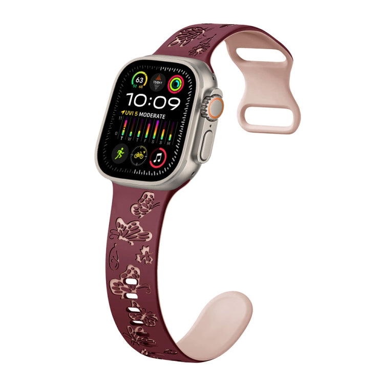 For Apple Watch Ultra 2 49mm Colorful Butterfly Pattern 8-shaped Buckle Silicone Watch Band