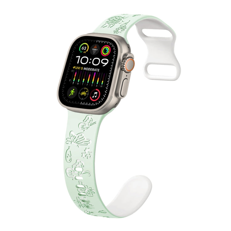 For Apple Watch Ultra 2 49mm Colorful Butterfly Pattern 8-shaped Buckle Silicone Watch Band