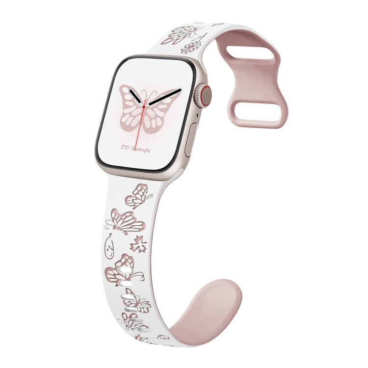 For Apple Watch Series 8 41mm Colorful Butterfly Pattern 8-shaped Buckle Silicone Watch Band