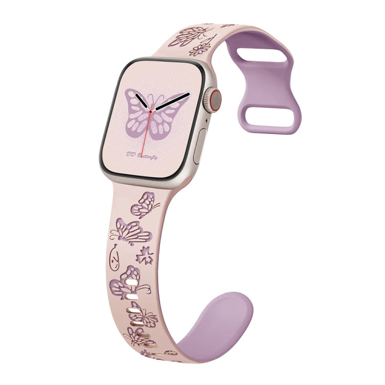 For Apple Watch SE 40mm Colorful Butterfly Pattern 8-shaped Buckle Silicone Watch Band