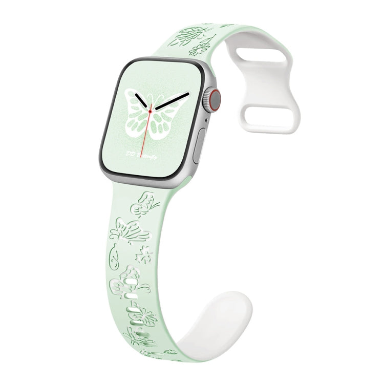 For Apple Watch SE 40mm Colorful Butterfly Pattern 8-shaped Buckle Silicone Watch Band