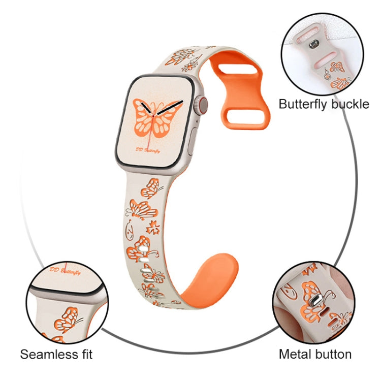 For Apple Watch Series 3 38mm Colorful Butterfly Pattern 8-shaped Buckle Silicone Watch Band