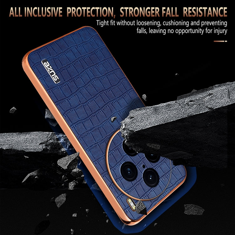For vivo X100 Pro 5G / X100s Pro AZNS Electroplated Frame Crocodile Texture Full Coverage Phone Case