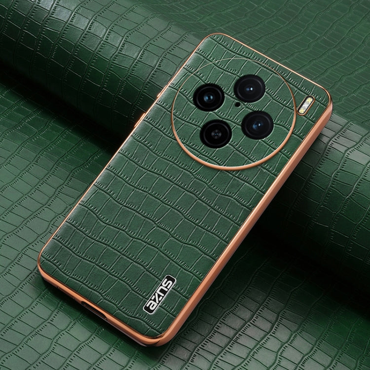 For vivo X100 Pro 5G / X100s Pro AZNS Electroplated Frame Crocodile Texture Full Coverage Phone Case