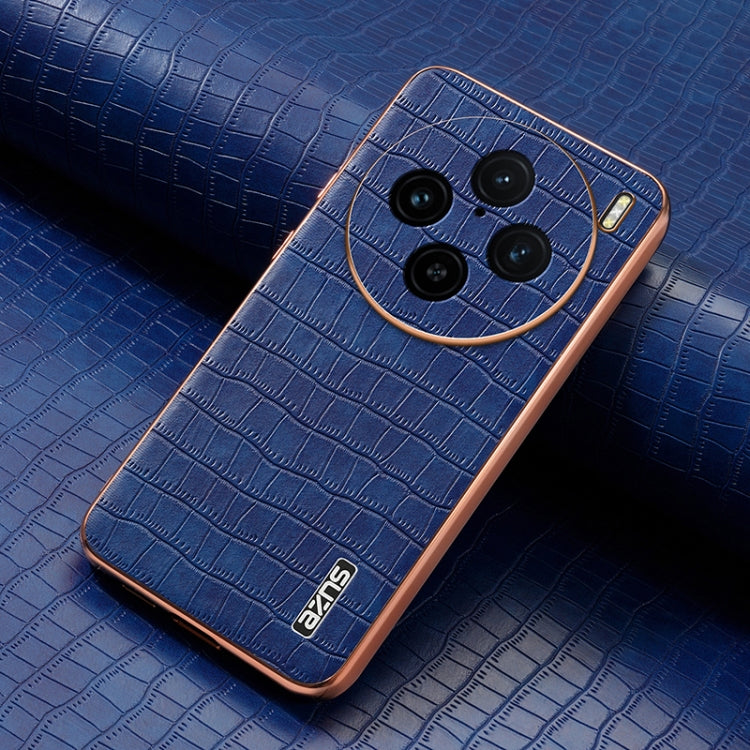 For vivo X100 Pro 5G / X100s Pro AZNS Electroplated Frame Crocodile Texture Full Coverage Phone Case