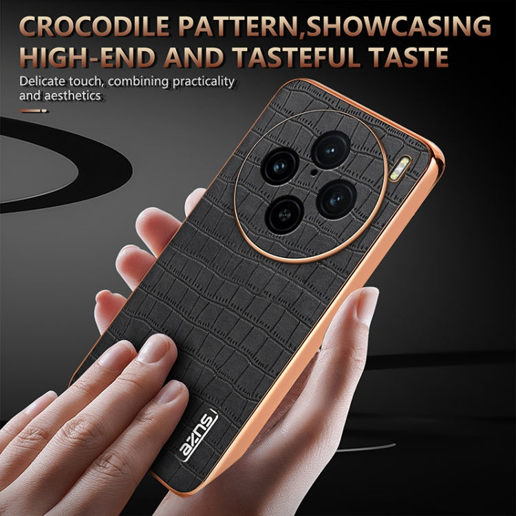 For vivo X100 Pro 5G / X100s Pro AZNS Electroplated Frame Crocodile Texture Full Coverage Phone Case