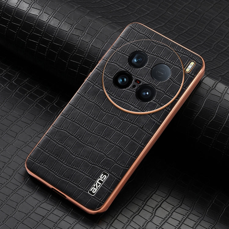 For vivo X100 Ultra AZNS Electroplated Frame Crocodile Texture Full Coverage Phone Case