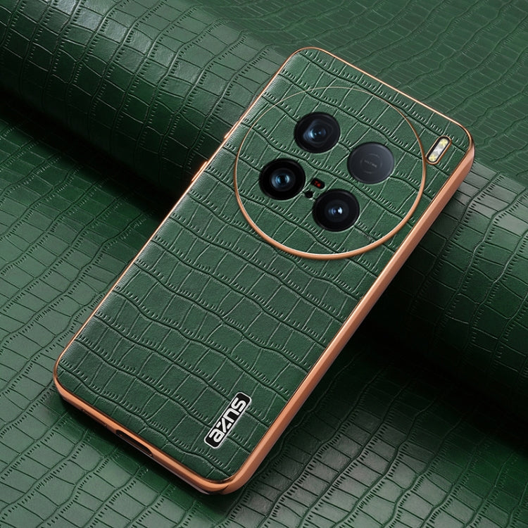 For vivo X100 Ultra AZNS Electroplated Frame Crocodile Texture Full Coverage Phone Case