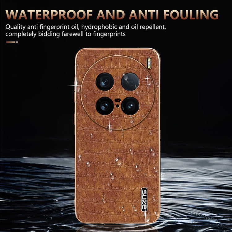 For vivo X100 Ultra AZNS Electroplated Frame Crocodile Texture Full Coverage Phone Case