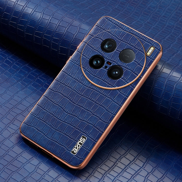 For vivo X100 Ultra AZNS Electroplated Frame Crocodile Texture Full Coverage Phone Case