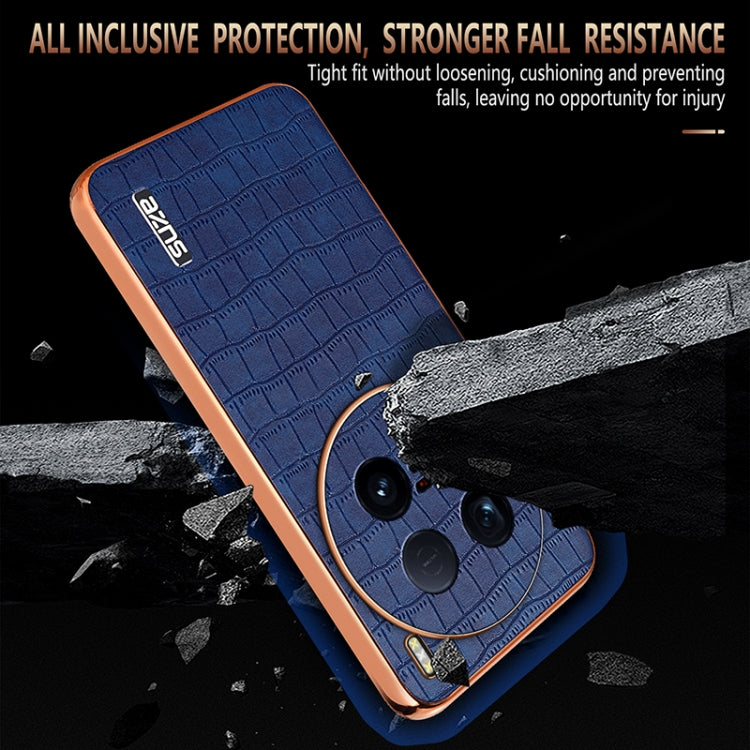 For vivo X100 Ultra AZNS Electroplated Frame Crocodile Texture Full Coverage Phone Case