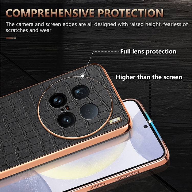 For vivo X100 Ultra AZNS Electroplated Frame Crocodile Texture Full Coverage Phone Case