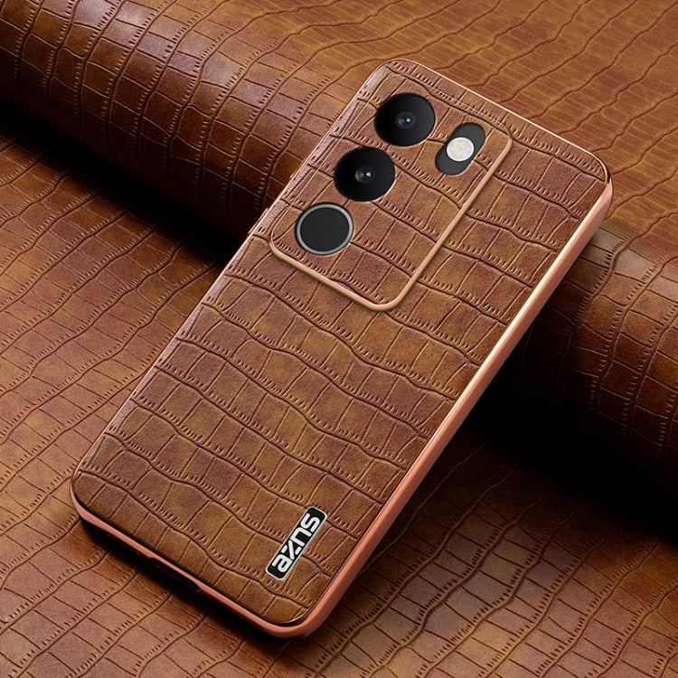 For vivo S17 / S17 Pro / S17t AZNS Electroplated Frame Crocodile Texture Full Coverage Phone Case