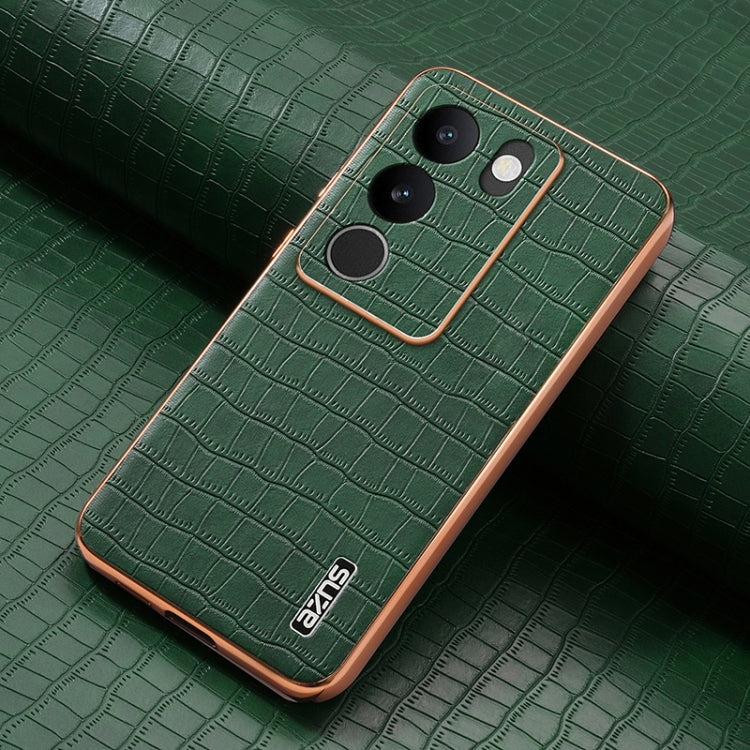 For vivo S17 / S17 Pro / S17t AZNS Electroplated Frame Crocodile Texture Full Coverage Phone Case