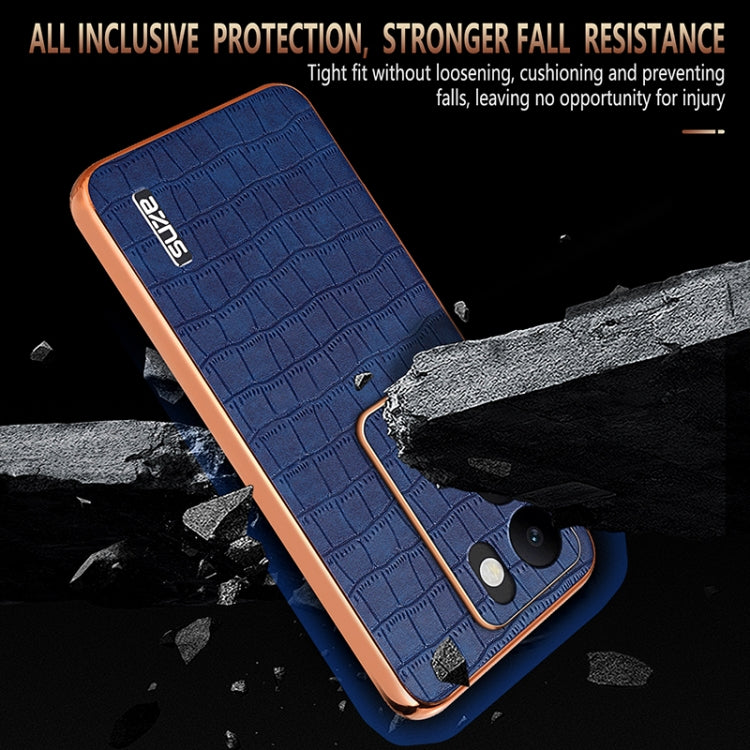 For vivo S17 / S17 Pro / S17t AZNS Electroplated Frame Crocodile Texture Full Coverage Phone Case