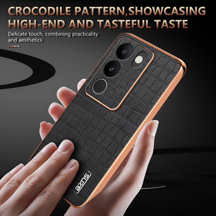 For vivo S17 / S17 Pro / S17t AZNS Electroplated Frame Crocodile Texture Full Coverage Phone Case