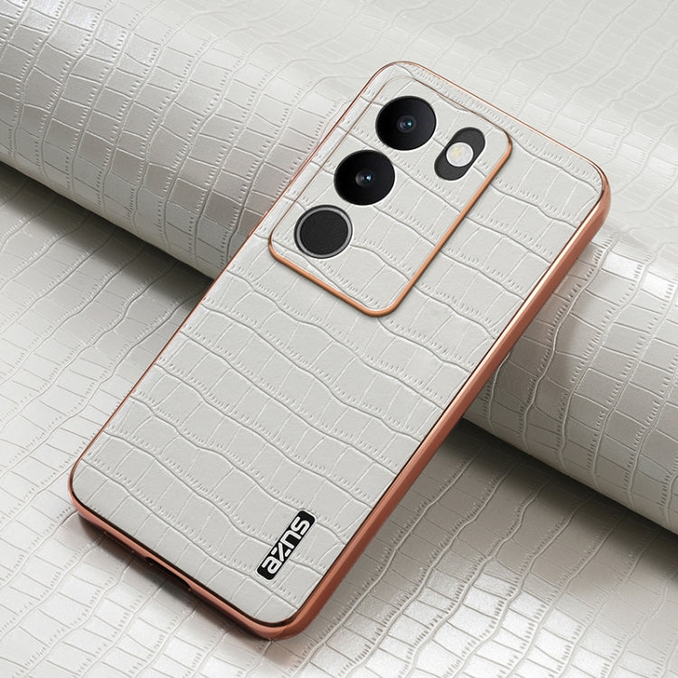 For vivo S17 / S17 Pro / S17t AZNS Electroplated Frame Crocodile Texture Full Coverage Phone Case