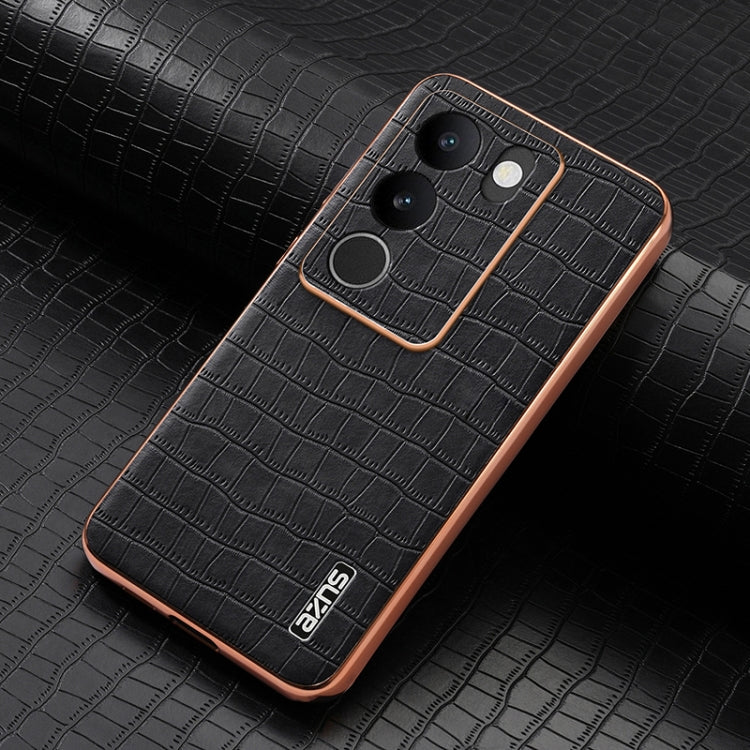 For vivo V29 / V29 Pro AZNS Electroplated Frame Crocodile Texture Full Coverage Phone Case
